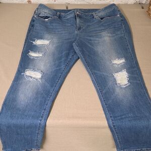 Soho Blue Distressed Boyfriend Jeans Sequin Size 18